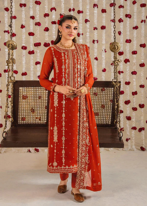 RUMI luxury chiffon Embroidered womenswear 3 piece ready to wear suit (Watch video)