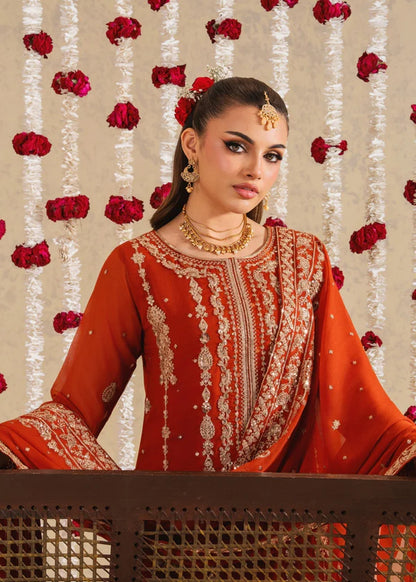 RUMI luxury chiffon Embroidered womenswear 3 piece ready to wear suit (Watch video)