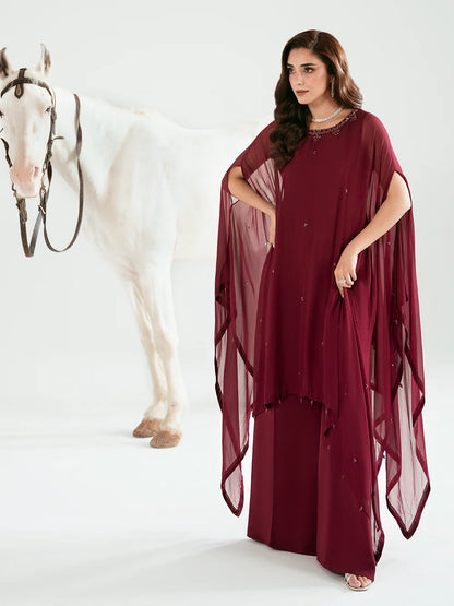 Rose Luxury classy style Cape outfit ready to wear modern embroidered asian stylish womenswear outfit