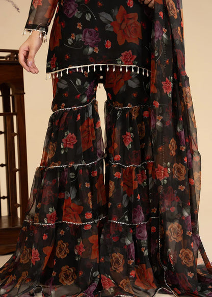 Kajol luxury chiffon Embroidered Flared Gharara womenswear 3 piece ready to wear suit