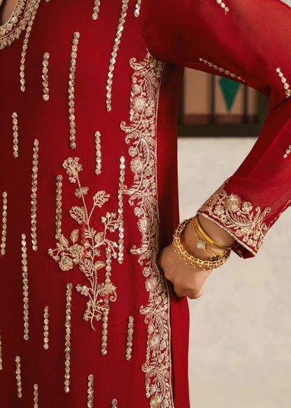 DULRUBA luxury chiffon Embroidered womenswear 3 piece ready to wear suit (Watch video)