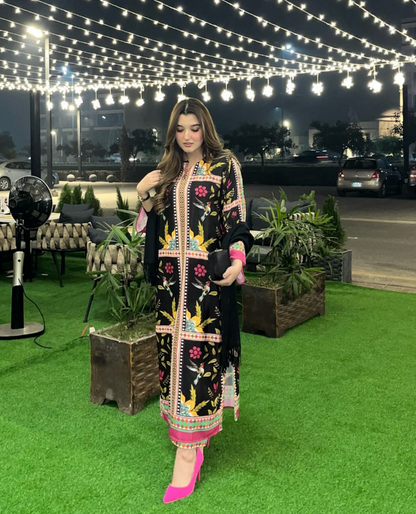 Rupa 2 piece ready to wear Black Digital printed outfit - womenwear - shirt length 43”- 45”