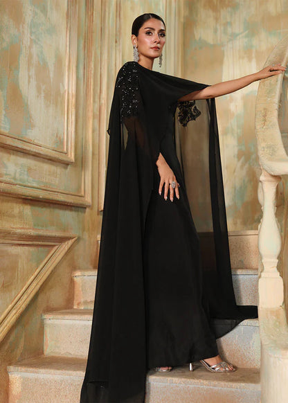 HUMA Luxury classy style Chiffon Flared Maxi with cape 2 piece ready to wear traditional embroidered asian stylish womenswear outfit