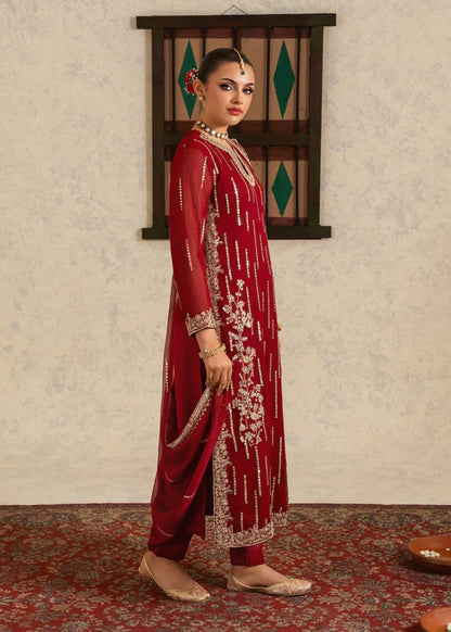 DULRUBA luxury chiffon Embroidered womenswear 3 piece ready to wear suit (Watch video)