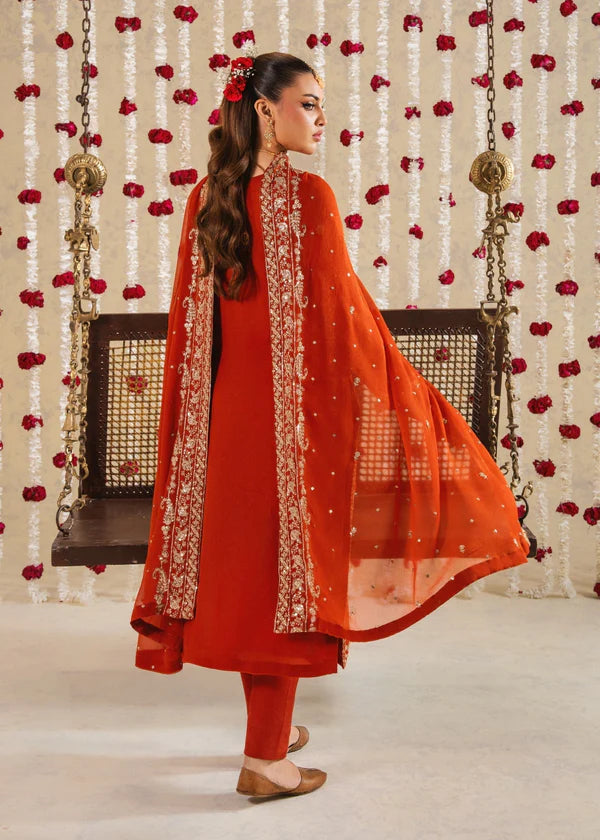 RUMI luxury chiffon Embroidered womenswear 3 piece ready to wear suit (Watch video)