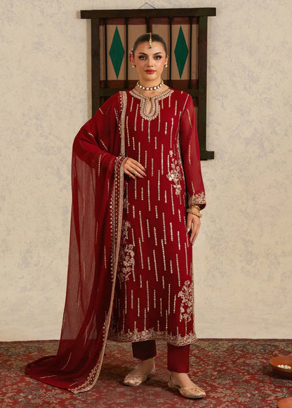 DULRUBA luxury chiffon Embroidered womenswear 3 piece ready to wear suit (Watch video)