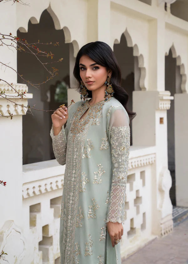 ZAHRA Luxury classy Slit style Chiffon 3 piece ready to wear traditional embroidered asian suit stylish womenswear outfit (Watch video) SHIRT LENGTH 47”-48”