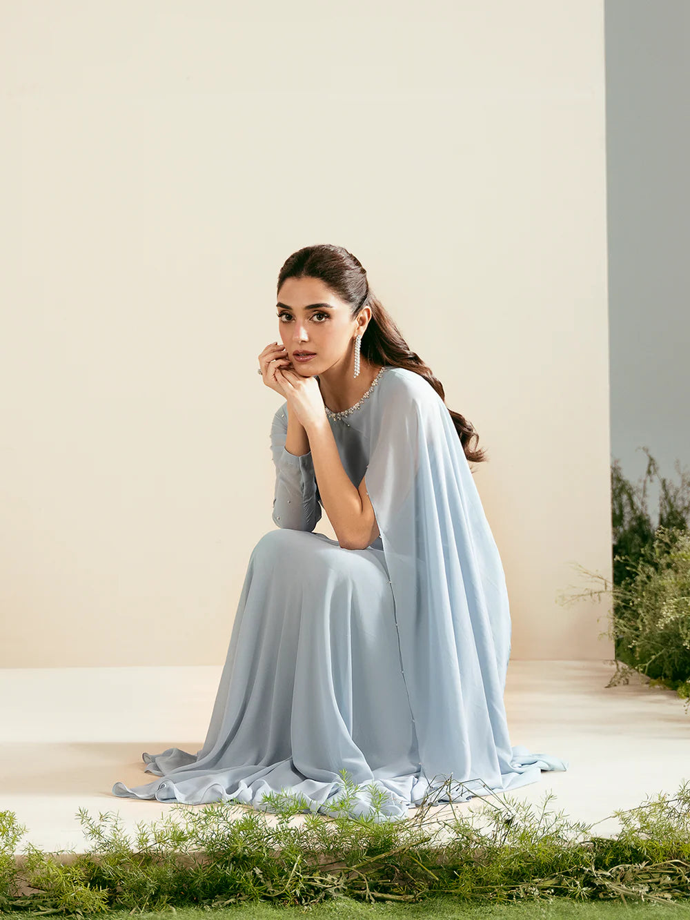 Whisper Luxury classy style Chiffon Maxi ready to wear modern embroidered asian stylish womenswear outfit