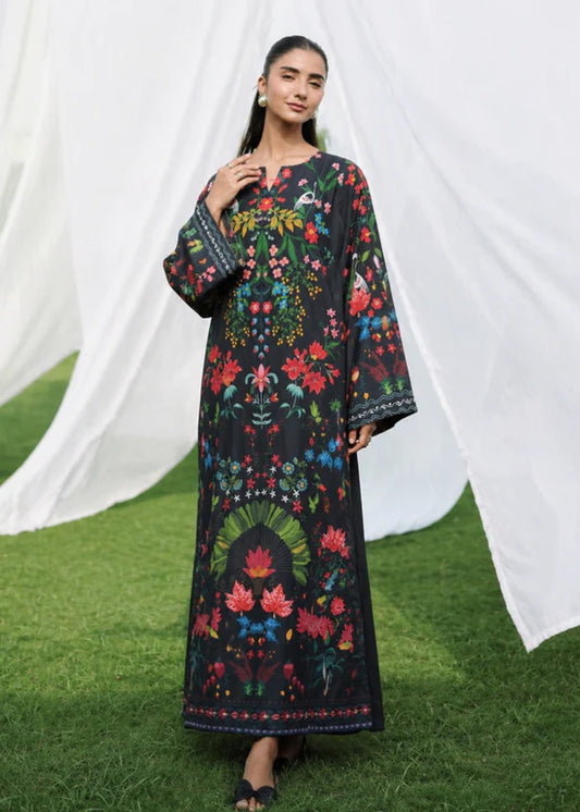 PRL-09- 1 piece Straight Cut Kaftan printed Poly Lawn loose fitting - Ready to wear summer outfit women wear