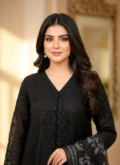 Kawal Luxury classy Chiffon 3 piece ready to wear High-Low Short Frock traditional embroidered asian stylish womenswear outfit