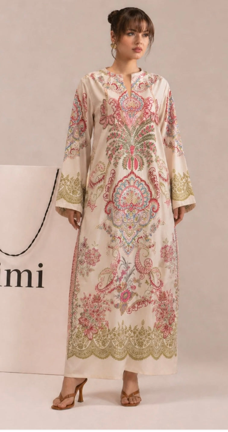 PRL-06 - 1 piece Straight Cut Kaftan printed Poly Lawn loose fitting - Ready to wear summer outfit women wear