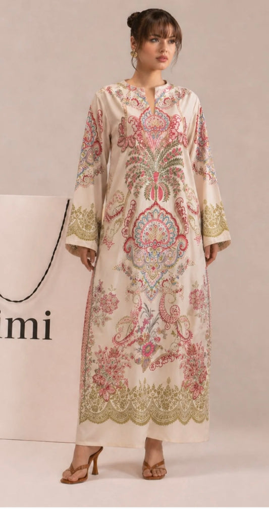 PRL-06 - 1 piece Straight Cut Kaftan printed Poly Lawn loose fitting - Ready to wear summer outfit women wear