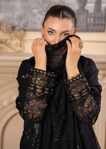 IQRA Luxury classy Black Chiffon 3 piece ready to wear traditional embroidered asian stylish womenswear outfit