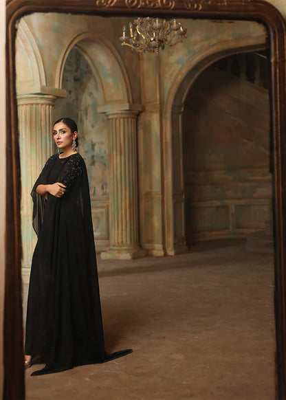HUMA Luxury classy style Chiffon Flared Maxi with cape 2 piece ready to wear traditional embroidered asian stylish womenswear outfit