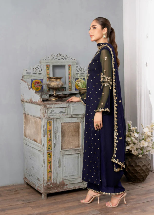 Simi Luxury Chiffon Pret (Navy Blue)