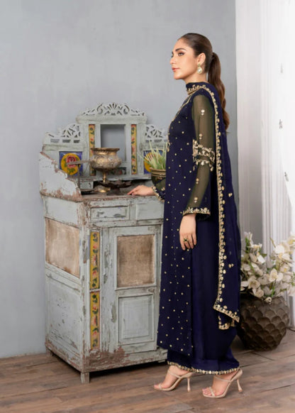 Simi Luxury Chiffon Pret (Navy Blue)