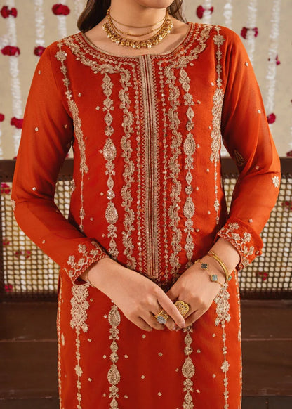 RUMI luxury chiffon Embroidered womenswear 3 piece ready to wear suit (Watch video)