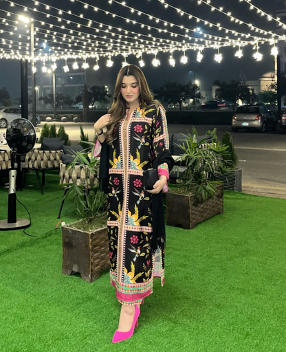 Rupa 2 piece ready to wear Black Digital printed outfit - womenwear - shirt length 43”- 45”