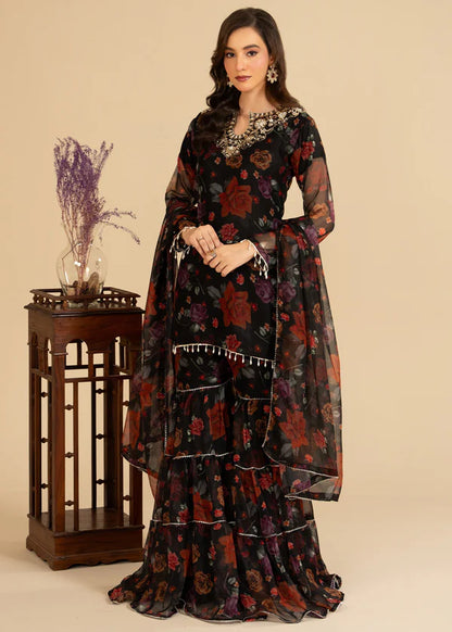 Kajol luxury chiffon Embroidered Flared Gharara womenswear 3 piece ready to wear suit