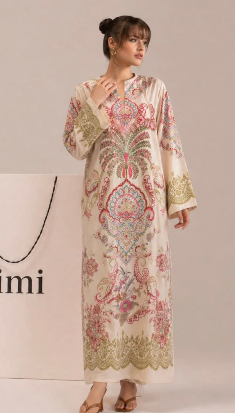 PRL-06 - 1 piece Straight Cut Kaftan printed Poly Lawn loose fitting - Ready to wear summer outfit women wear