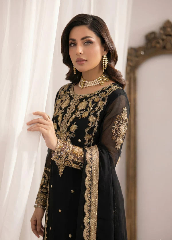 Laiba BLACK Luxury classy Chiffon 3 piece ready to wear traditional embroidered asian stylish womenswear outfit