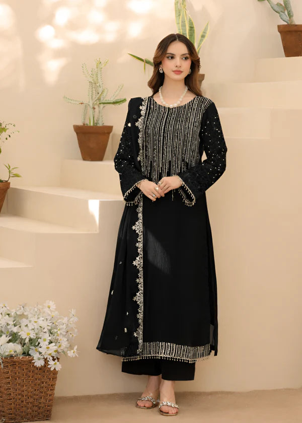 AZURE Luxury classy style Chiffon 3 piece ready to wear traditional embroidered asian suit stylish womenswear outfit