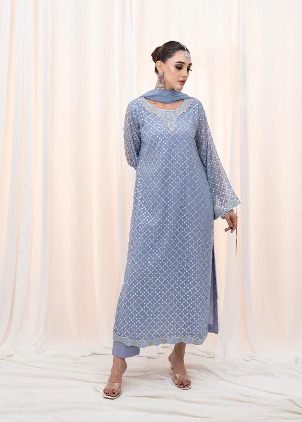 MARIAM Luxury classy style Chiffon 3 piece ready to wear traditional embroidered asian suit stylish womenswear outfit