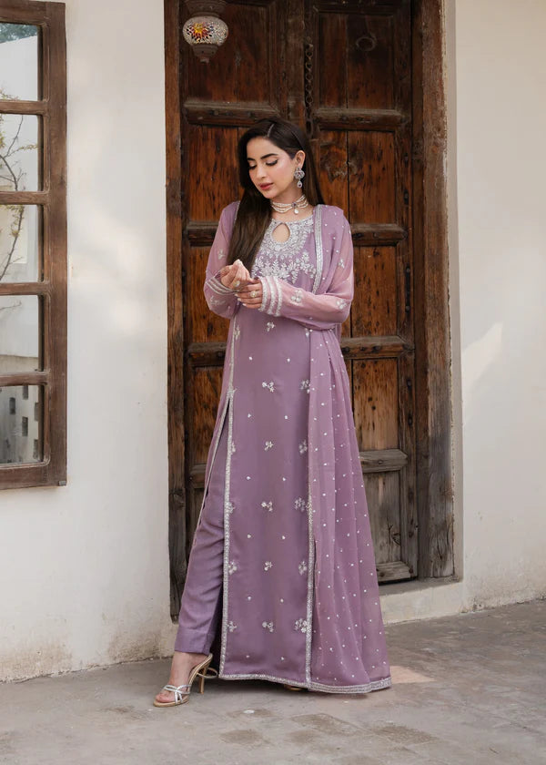 JASMIN Luxury classy Slit style Chiffon 3 piece ready to wear traditional embroidered asian suit stylish womenswear outfit