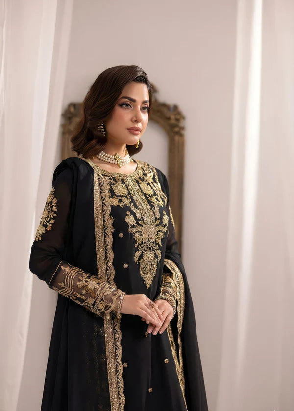Laiba BLACK Luxury classy Chiffon 3 piece ready to wear traditional embroidered asian stylish womenswear outfit