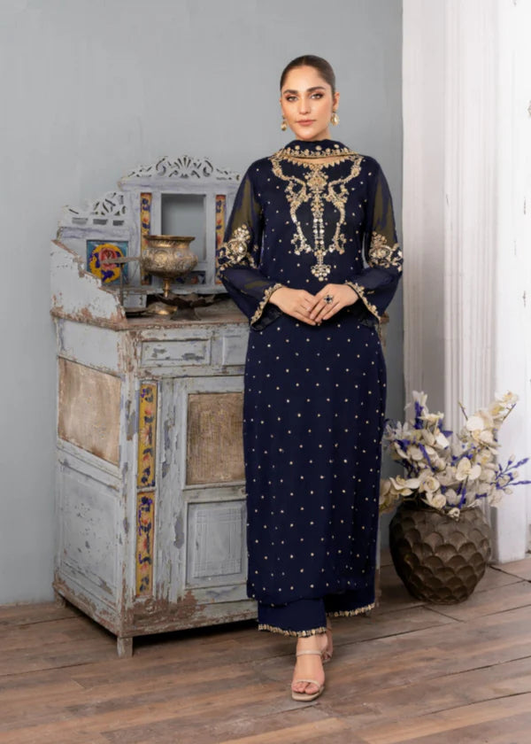 Simi Luxury Chiffon Pret (Navy Blue)