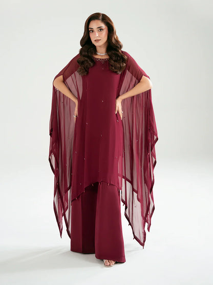 Rose Luxury classy style Cape outfit ready to wear modern embroidered asian stylish womenswear outfit