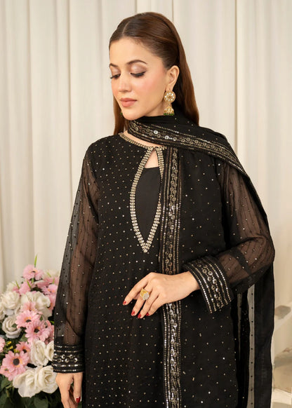 BLACK Divine Luxury Chiffon Pret embroidered sequence 3 piece traditional long short suit