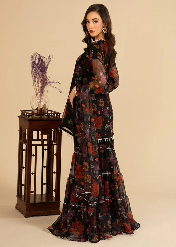 Kajol luxury chiffon Embroidered Flared Gharara womenswear 3 piece ready to wear suit