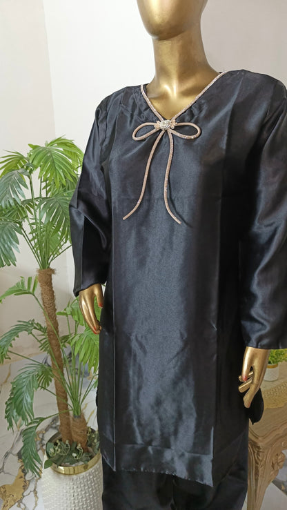 Kalpana 3 piece ready to wear Farshi shalwar silk outfit with Ruffle Duppatta women wear