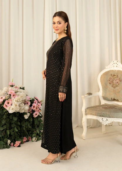 BLACK Divine Luxury Chiffon Pret embroidered sequence 3 piece traditional long short suit