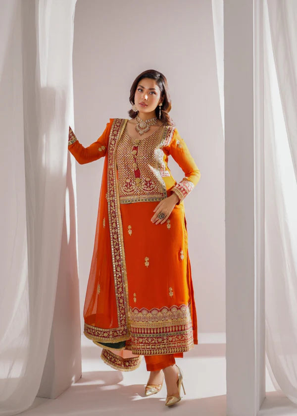 SAHILA Luxury classy style Chiffon 3 piece ready to wear traditional embroidered asian suit stylish womenswear outfit