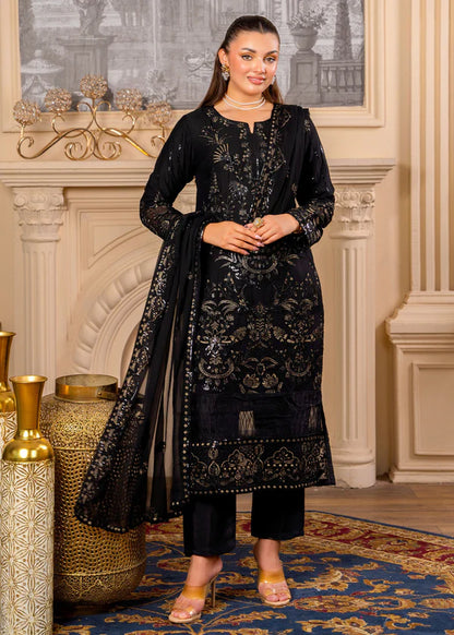 IQRA Luxury classy Black Chiffon 3 piece ready to wear traditional embroidered asian stylish womenswear outfit