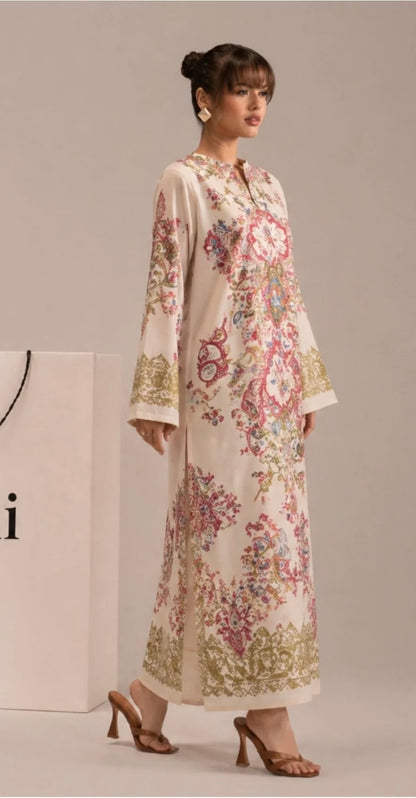 PRL-06 - 1 piece Straight Cut Kaftan printed Poly Lawn loose fitting - Ready to wear summer outfit women wear