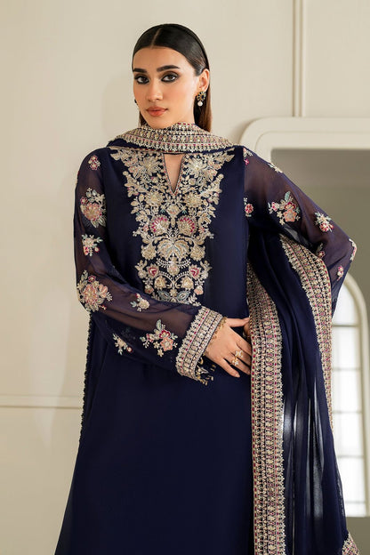 Robina Luxury Blue classy Chiffon Heavy embroidered Neckline 3 piece ready to wear traditional embroidered asian stylish womenswear outfit - Watch video