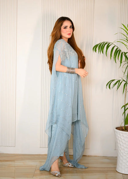 Lilly Hand Embellished Chiffon Cape style womenwear - Ready to wear