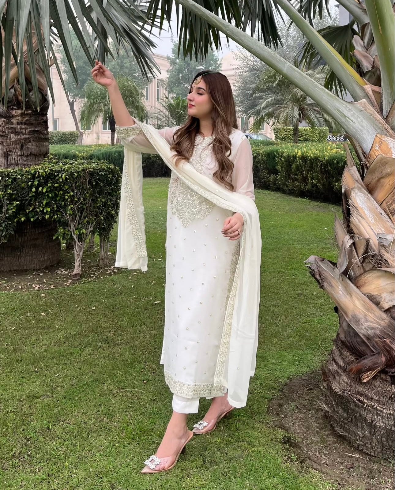 Sara Luxury Chiffon silver embroidered traditional 3 piece suit ready to wear long shirt style outfit