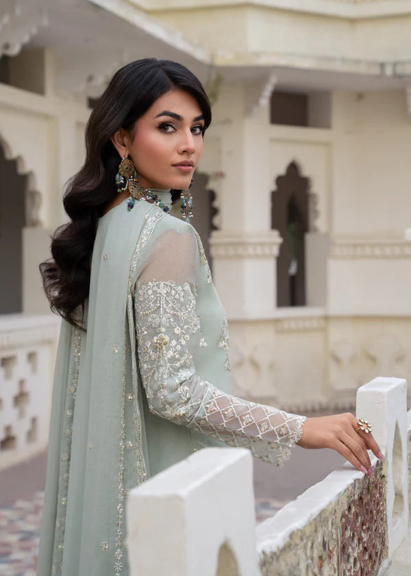 ZAHRA Luxury classy Slit style Chiffon 3 piece ready to wear traditional embroidered asian suit stylish womenswear outfit (Watch video) SHIRT LENGTH 47”-48”