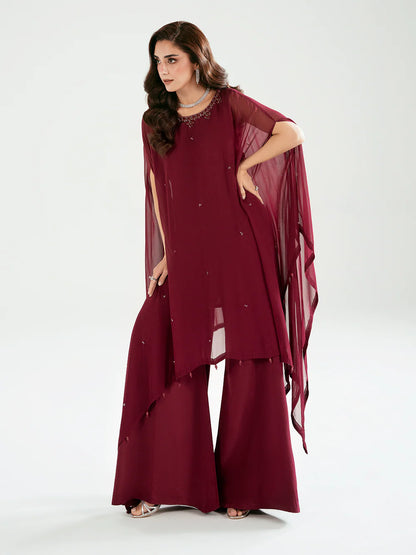 Rose Luxury classy style Cape outfit ready to wear modern embroidered asian stylish womenswear outfit