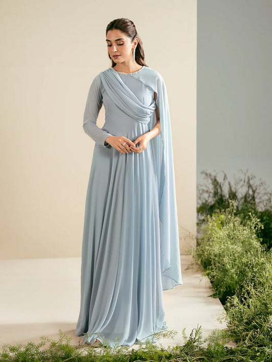 Whisper Luxury classy style Chiffon Maxi ready to wear modern embroidered asian stylish womenswear outfit