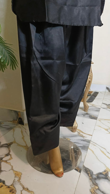 Kalpana 3 piece ready to wear Farshi shalwar silk outfit with Ruffle Duppatta women wear