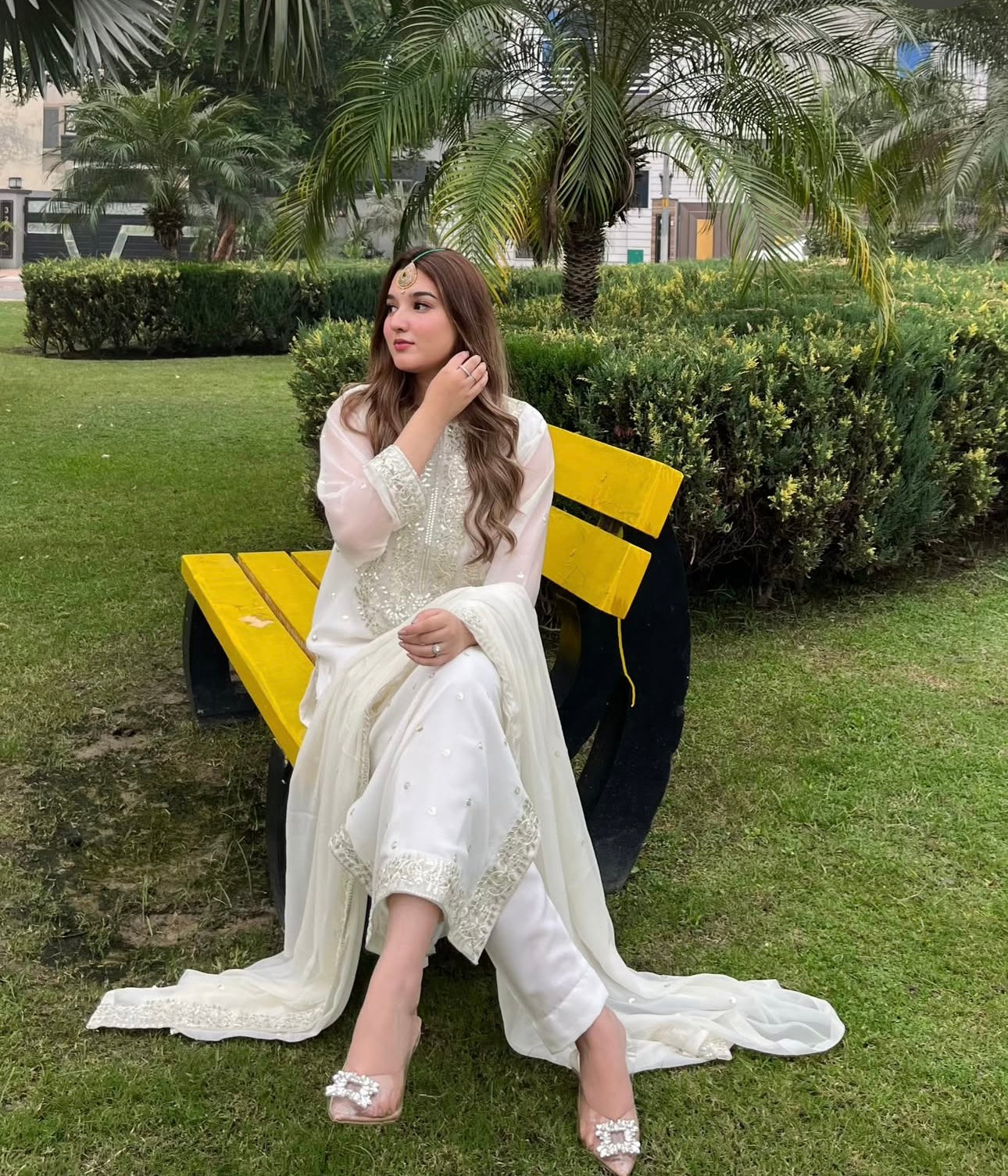 Sara Luxury Chiffon silver embroidered traditional 3 piece suit ready to wear long shirt style outfit