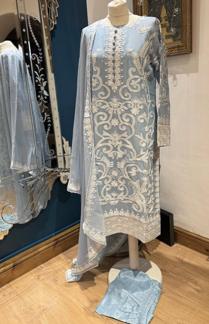 Masroor Chiffon 3 piece ready to wear traditional heavy thread work embroidery suit
