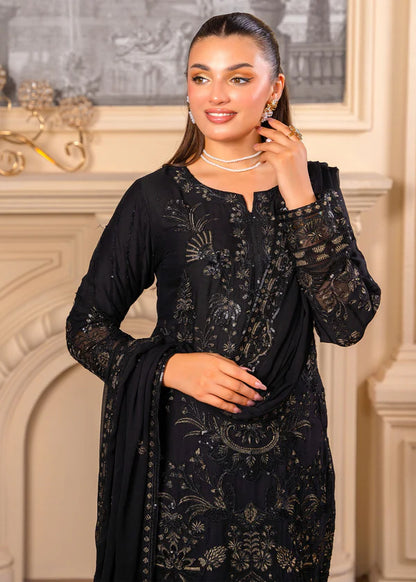 IQRA Luxury classy Black Chiffon 3 piece ready to wear traditional embroidered asian stylish womenswear outfit