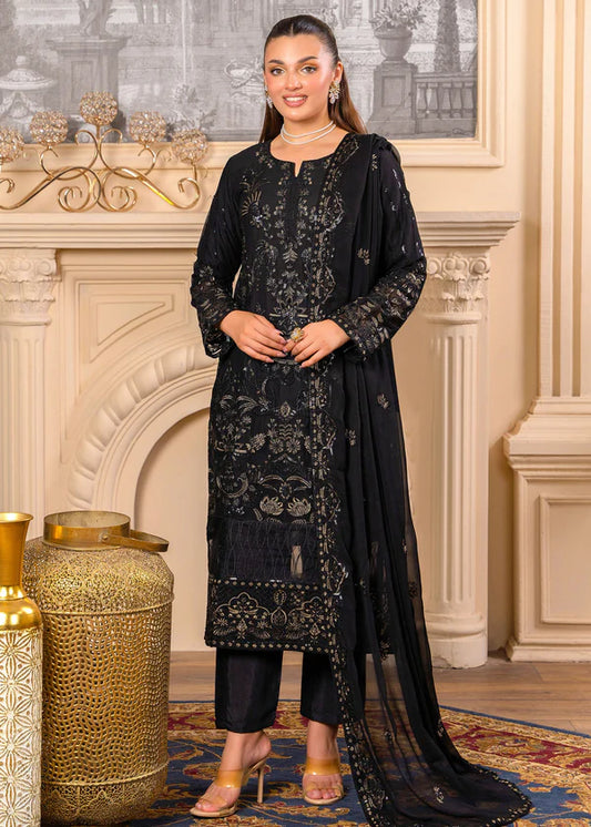 IQRA Luxury classy Black Chiffon 3 piece ready to wear traditional embroidered asian stylish womenswear outfit