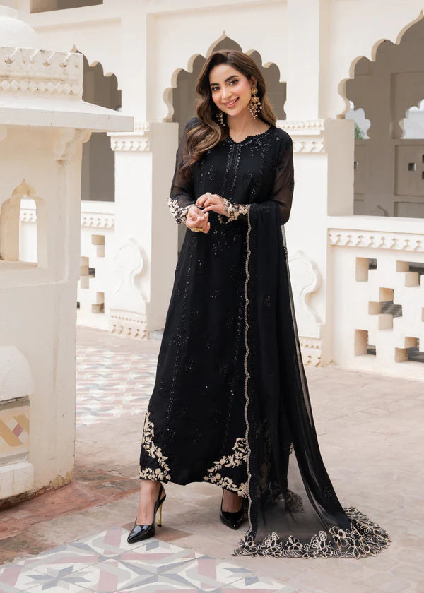 MAHAM Luxury classy style Chiffon 3 piece ready to wear traditional embroidered asian suit stylish womenswear outfit - SHIRT LENGHT 45”-47”  (Watch video)
